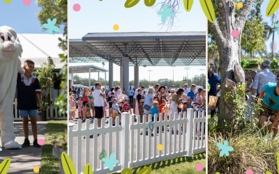 Easter Sunday Races 2023 - 2024. Kids doing easter egg hunt with Alice in wonderland and the easter bunny. Kids and families lining up to join the egg stravaganza hunt
